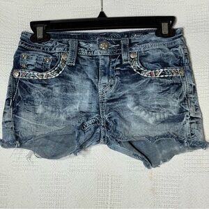 Miss Me Denim Studded Large Stitch Shorts Sz 16 Kids Cut Off‎